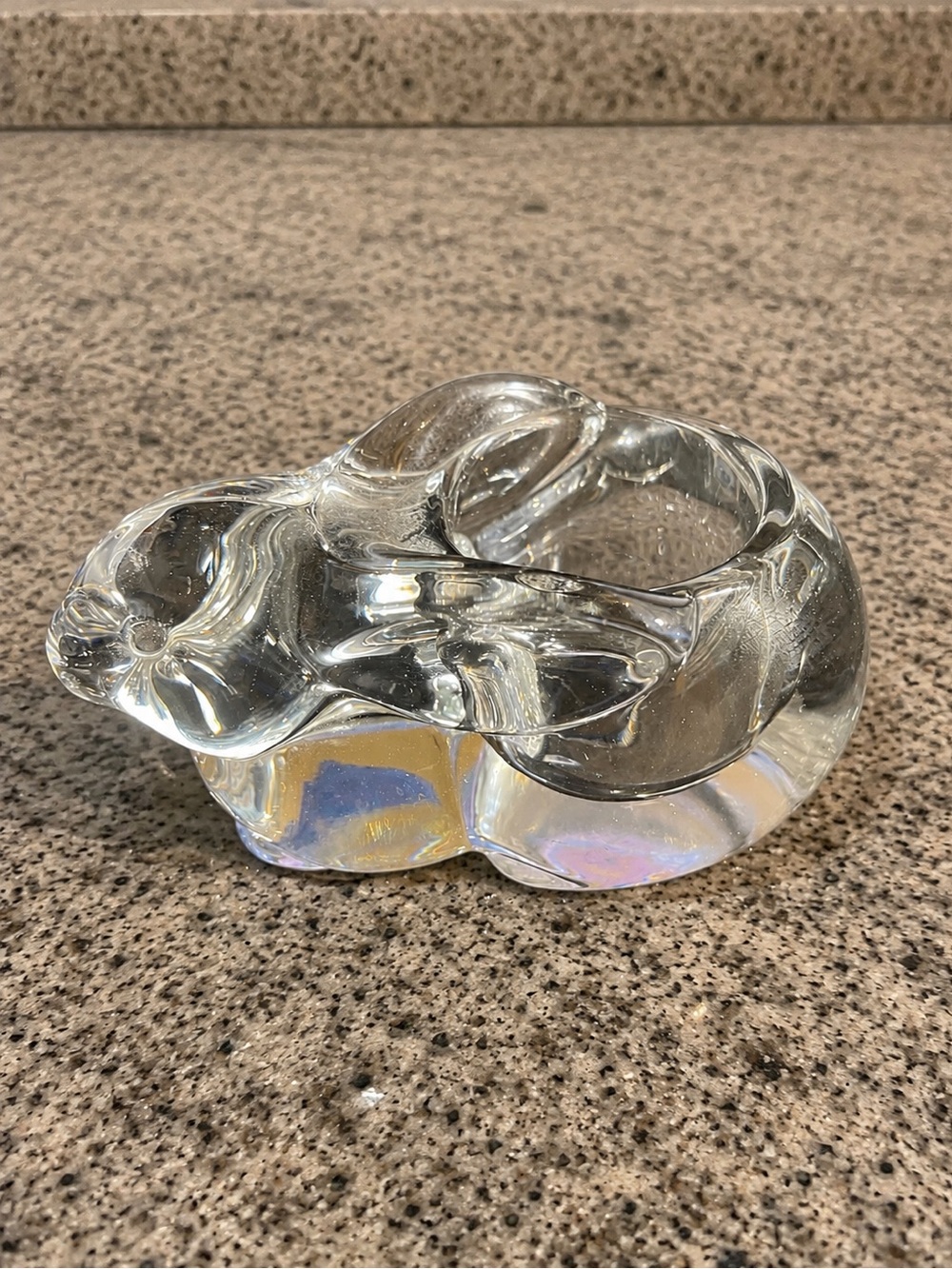 Vintage Heavy Clear Art Glass Votive Candle Holder | Sculptural Glass Tea Light